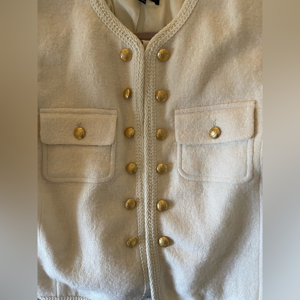 NWT Talbots Cream Berkshire Wool Blend Crop Blazer Lady Jacket Old Money -Sz 16P - Picture 7 of 11